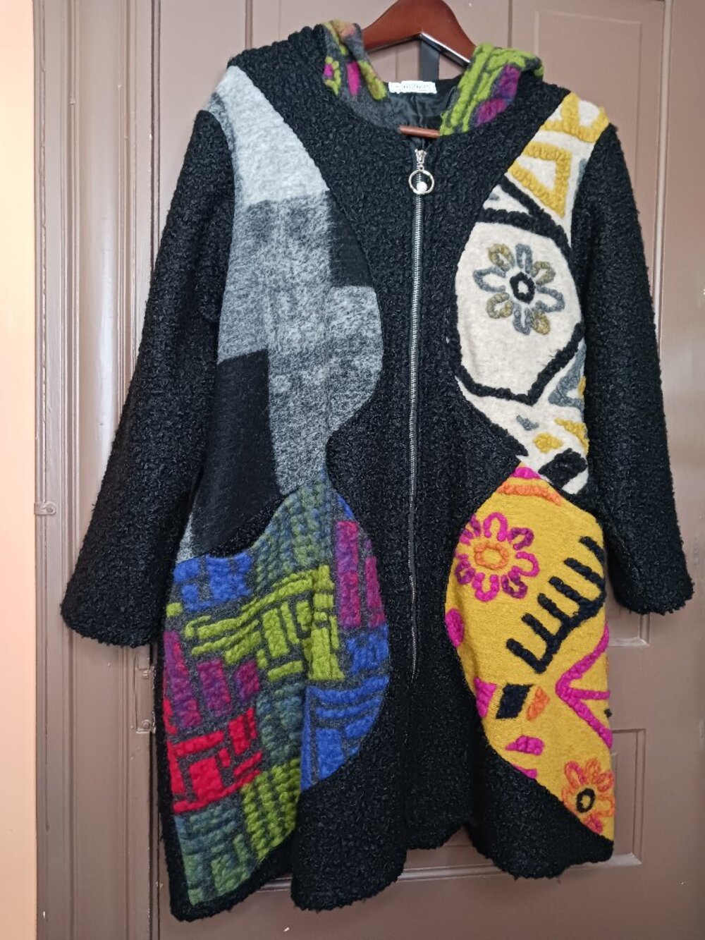 Transparente European Zip up Hooded Wool Blend One Size Fit To size 1XL